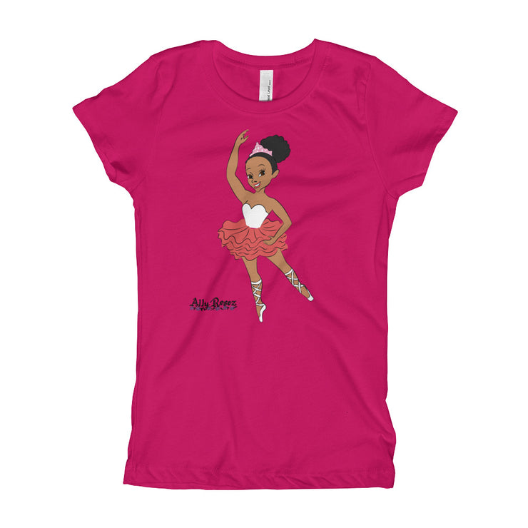 Nyasha Pink Girls short Sleeve Ballerina Dark Pink T-shirt